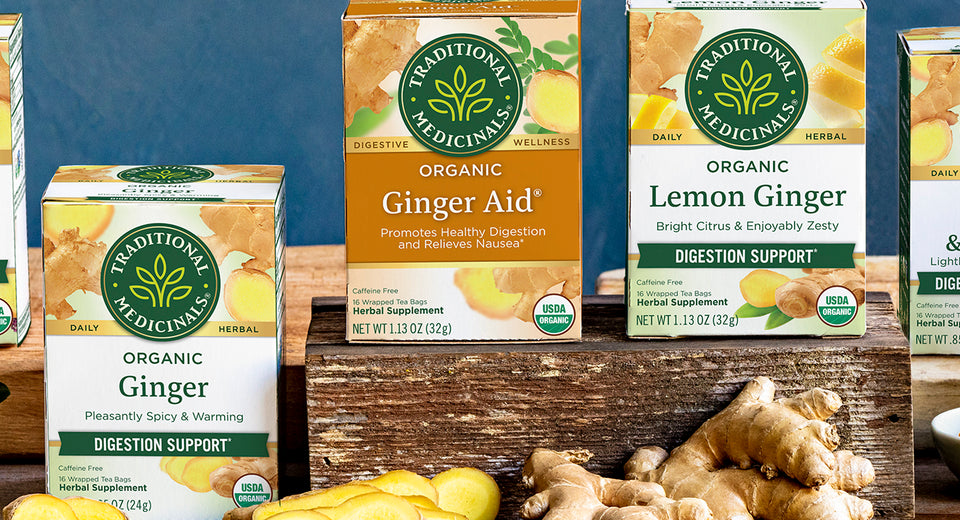 Traditional Medicinal tea boxes that all contain ginger