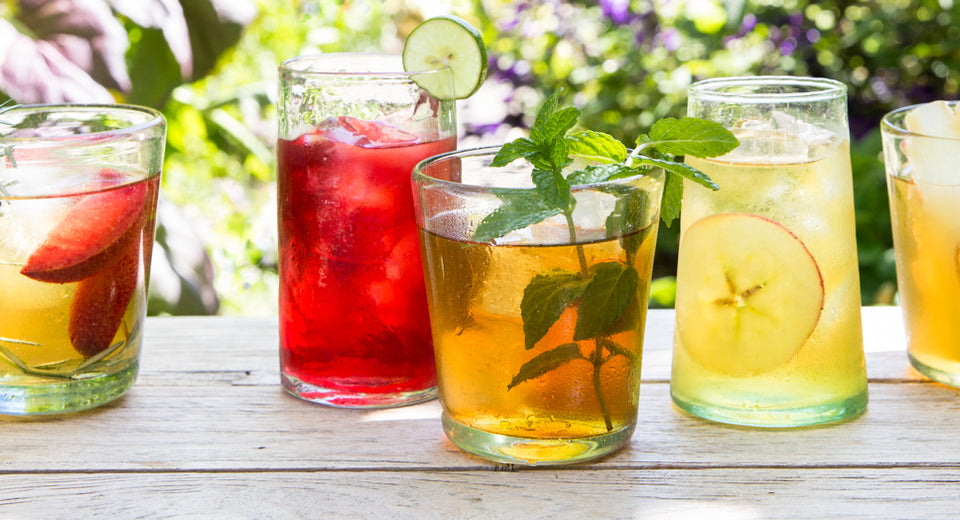 iced herbal teas on table