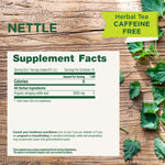 Supplement facts, serving size 1 tea bag. Organic stinging nettle leaf 2000 mg