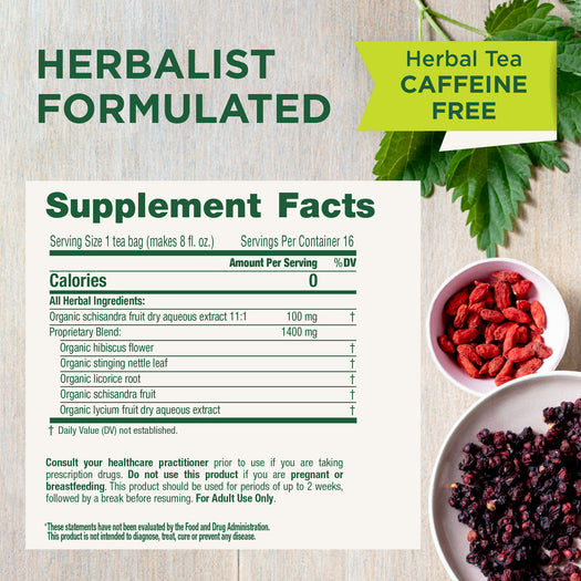 Herbalist Formulated. Herbal Tea Caffeine Free. Supplement Facts.